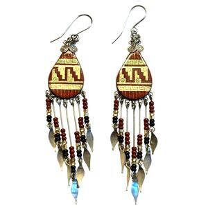 Pierced earrings southwestern style drops & dangles Boho statement jewelry